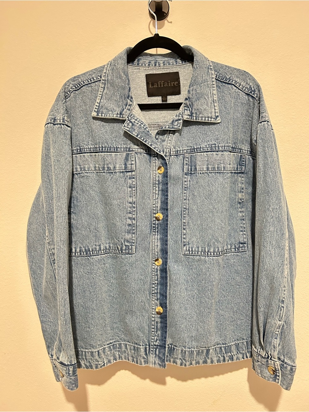 Laffaire Light Wash Denim Shirt Jacket - Light Blue